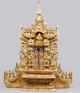 Large Vintage Southeast Asian Gilded Altar Piece