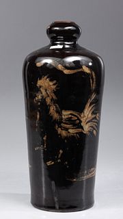 Chinese Black Glaze Garlic Mouth Vase