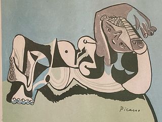 Mid Century PICASSO Reclining Nude Signed Print 