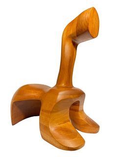 Mid Century Abstract Teak Wood Carved Animal Sculpture