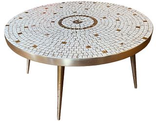 Mid Century Tile Top Table, Circular After MARTZ