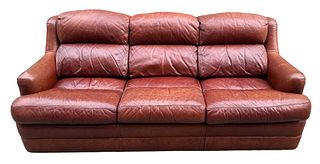 In the Manner of DE SEDE Brown Leather Sofa 