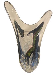 ROLLIN KARG Abstract Art Glass Sculpture 