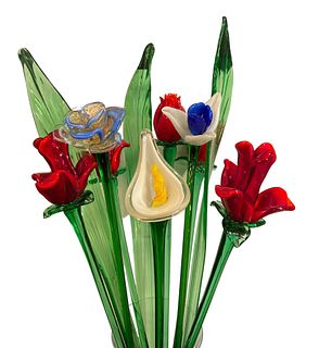 Beautiful MURANO Art Glass Flower Bouquet