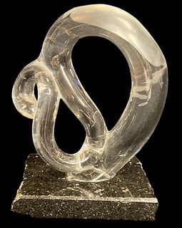 Signed KAREN NAYLOR Twisted Glass Sculpture on Marble Base