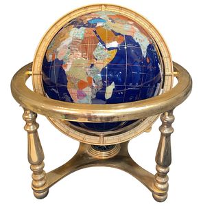 Mid Century Hardstone Terrestrial Desk Globe