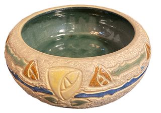 Antique ROSEVILLE Mostique Pottery Fruit Bowl 