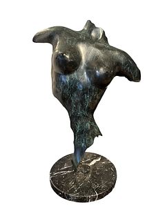 Large Female Bronze Torso Sculpture on Marble Base , SIG DE TONANCOUR 