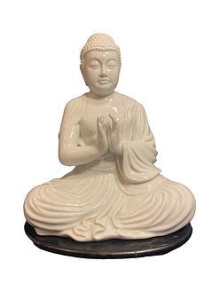 FITZ AND FLOYD White Porcelain Buddha on Stand 