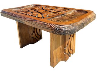 1970's California Carved Wood Table