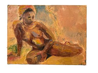 African American Nude Woman Oil on Canvas