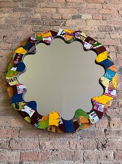 Recycled Tin Folk Art Mirror 