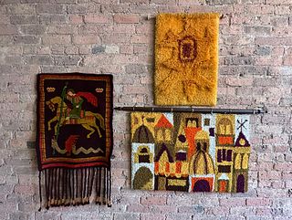 Mid Century Wall Tapestry, Collection of 3