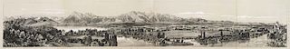 Panorama de Thun. Getoente Lithographie aus Alcide le Forestier, Alpes pittoresques description de la Suisse (1837). 12,6 x 7