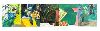 Abstract Oil on Canvas Collection of 5 pieces