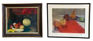 Two Still Life Oil Paintings of Fruit