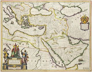 Turcicum Imperium. Grenzkolorierte Kupferstichkarte von W. und J. Blaeu. Amsterdam, um 1630. Plattenmaße ca. 52,5 x 41 cm (6