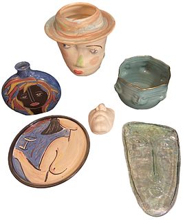 Collection Post Modern Pottery and Glass Face Art 