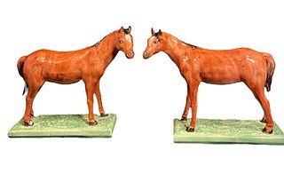 Mid Century Italian Horse Pottery Figures 