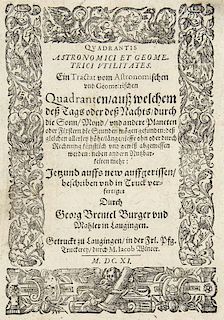 Brentel, GeorgQuadrantis astronomici et geometrici utilitates : ein Tractat vom astronomischen und geometrischen Quadranten,