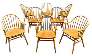 NICHOLS & STONE CLAUDE BERNARD Windsor Back Dining Chairs, Set of 8 