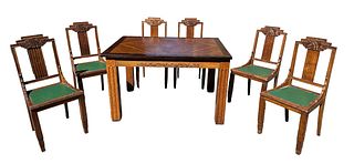 French Art Deco Dining Table & Chairs 