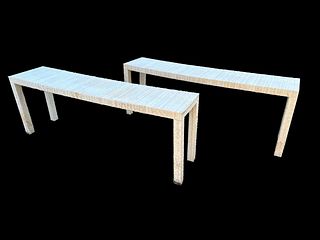 Post Modern Textured Console Tables, Pair 