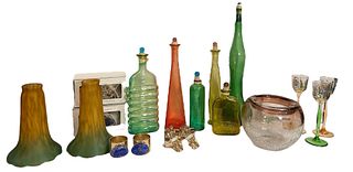 Collection Art Glass, TIFFANY Style Lamp Shades & JOANNA BUCHANAN Napkin Rings 