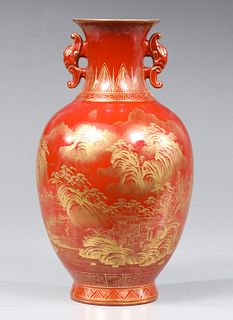 Red and Gilt Chinese Vase
