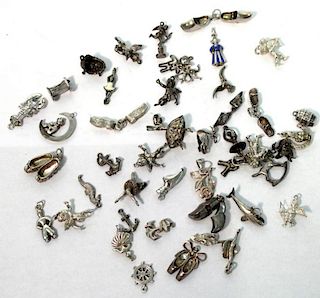 44 Assorted Silver & Silver-Tone Metal Charms