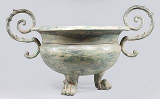 Large Chinese Copper Footed Jardiniere