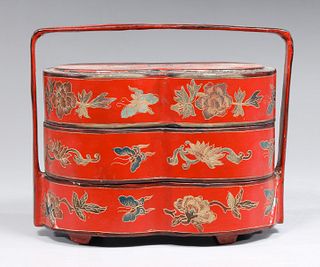 Chinese Red Lacquer Stacking Boxes