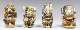 Group of Four Archaic Chinese Style Carved Hardstone Figures