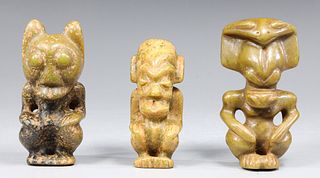 Group of Three Archaic Chinese Style Carved Hardstone Figures