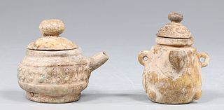 Group of Two Archaic Chinese Style Carved Hardstone Vessels