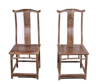 Pair Vintage Carved Chinese Chairs