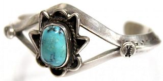 Navajo Silver & Turquoise Cuff Bracelet