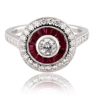 Platinum Ring with Blue Sapphire and Ruby