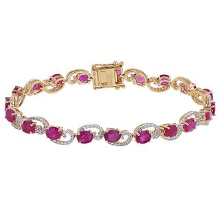 Sterling Silver Bracelet with Ruby and White Sapphire