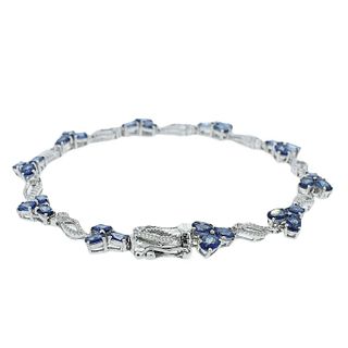 Sterling Silver Bracelet with Tanzanite and Topaz