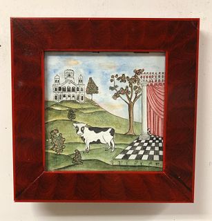 MOLLY BATCHELDER, Cow with Castle and Drapery