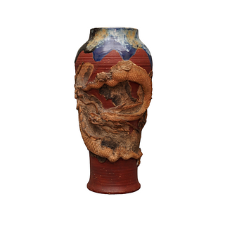 Japanese Sumida Gawa Pottery Vase, Hara Gozan