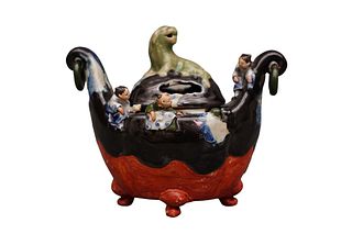 Japanese Sumida Gawa Pottery Bowl. Ishiguro Koko
