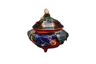 Japanese Sumida Gawa Pottery Jar & Lid, Unsigned