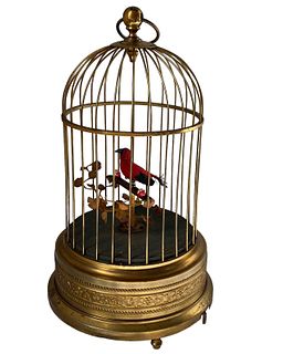 French Singing Birds In Birdcage, Music Box