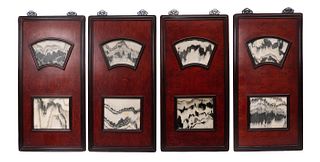 Set Of Four Wall Panel With Stone Paintings