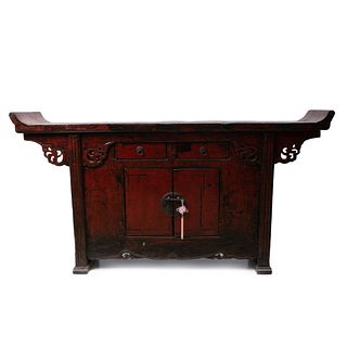 Red Lacquered Alter Table / Cabinet