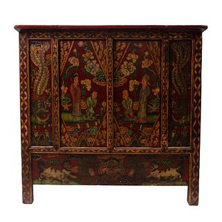 A Chinese / Tibet Wood Polychrome Lacquer Cabinet