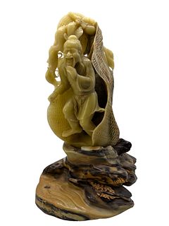 Chinese Carved Soup Stone Figure Of Fishman