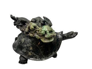 Chinese Carved Hard Stone Turtle Set